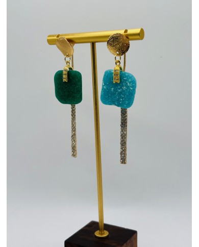 PENDIENTES ARTESANOS DE CRISTAL MARINO