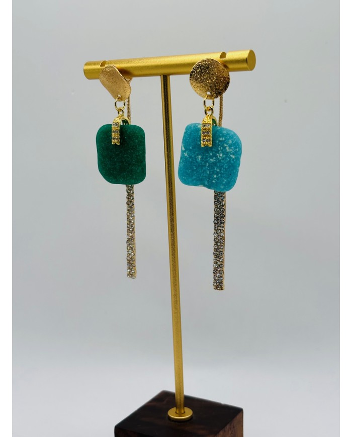 PENDIENTES ARTESANOS DE CRISTAL MARINO