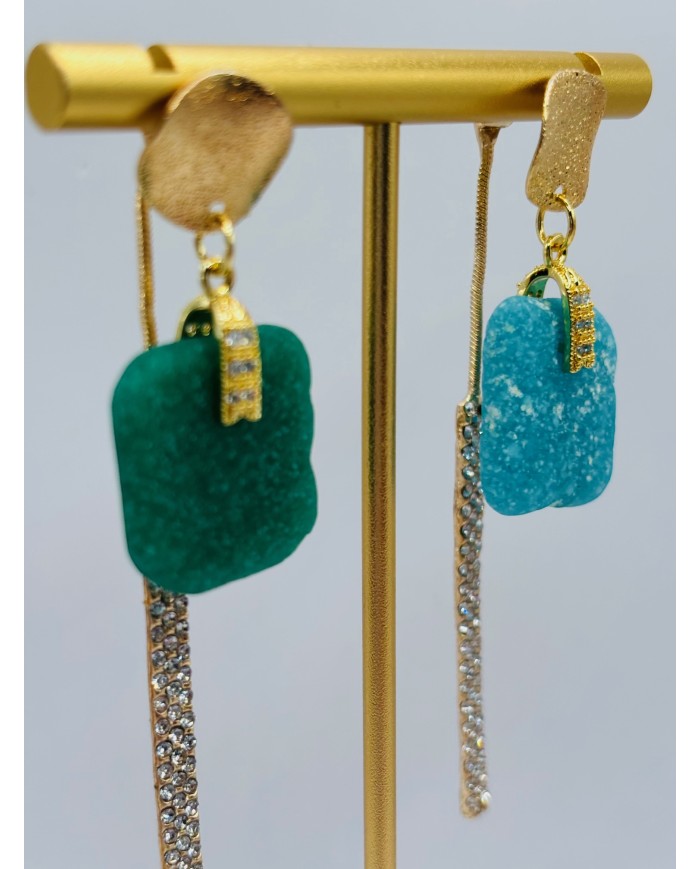 PENDIENTES ARTESANOS DE CRISTAL MARINO