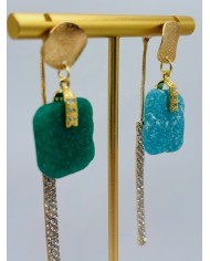 PENDIENTES ARTESANOS DE CRISTAL MARINO