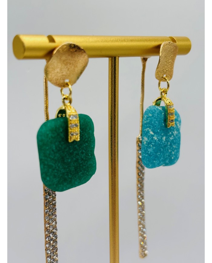 PENDIENTES ARTESANOS DE CRISTAL MARINO