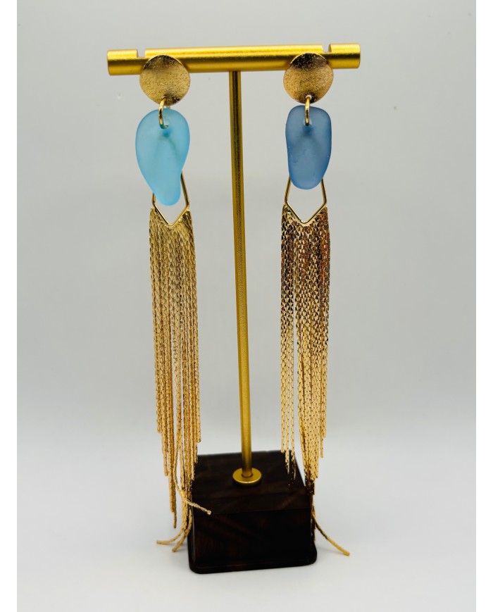 PENDIENTES ARTESANOS DE CRISTAL MARINO