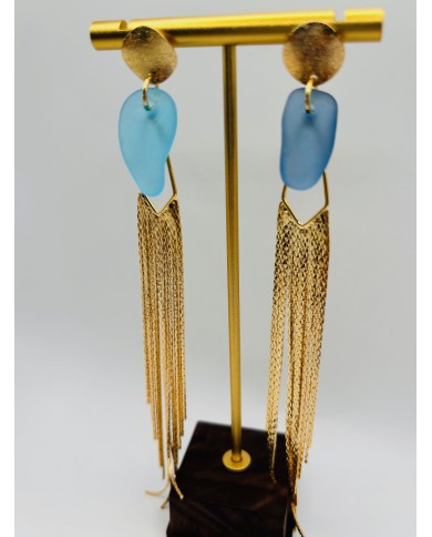 PENDIENTES ARTESANOS DE CRISTAL MARINO