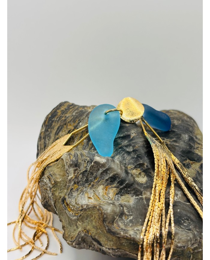 PENDIENTES ARTESANOS DE CRISTAL MARINO