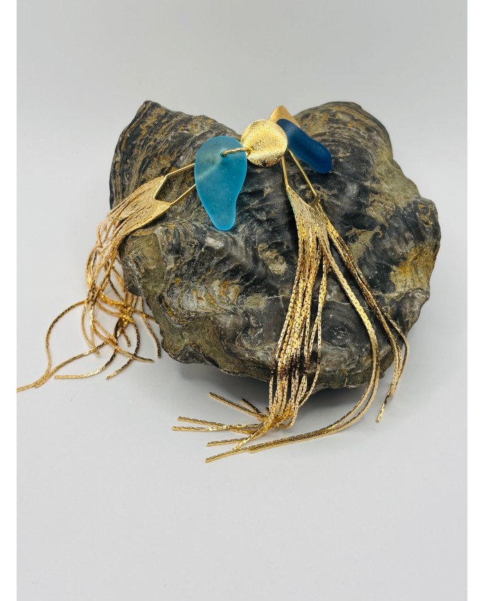 PENDIENTES ARTESANOS DE CRISTAL MARINO