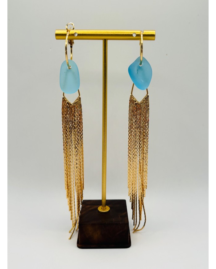 PENDIENTES ARTESANOS DE CRISTAL MARINO