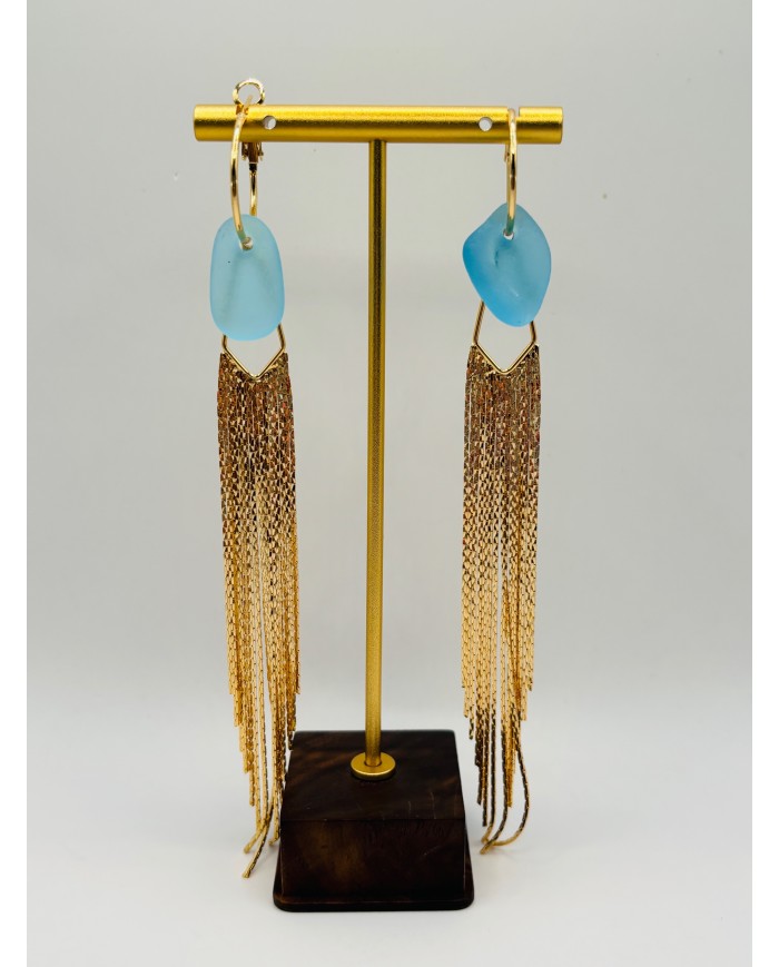PENDIENTES ARTESANOS DE CRISTAL MARINO