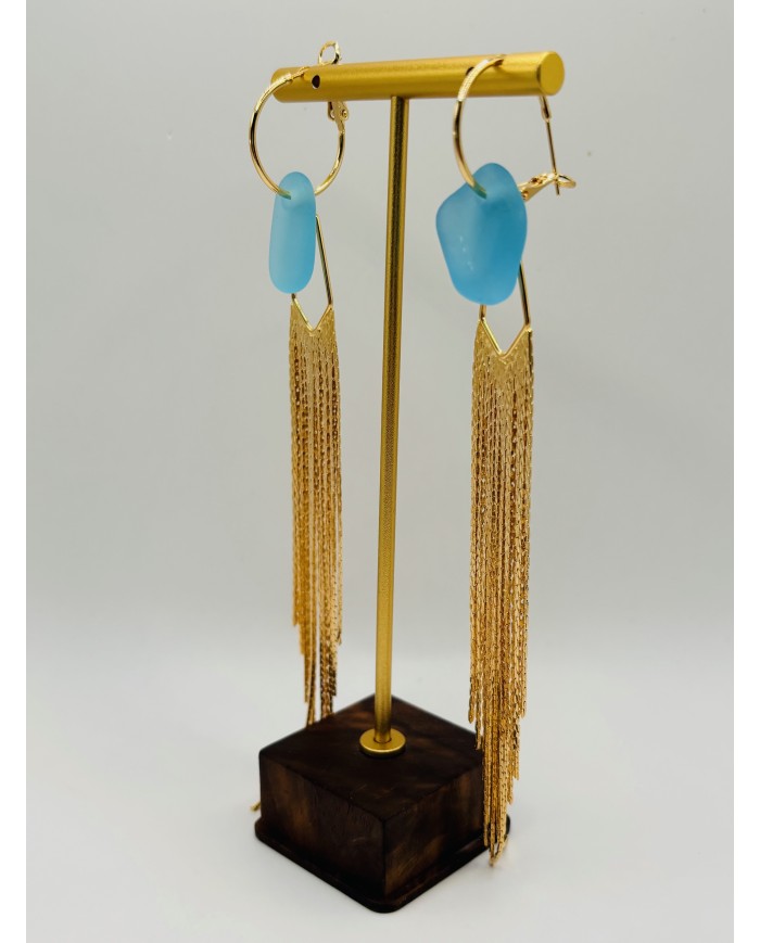 PENDIENTES ARTESANOS DE CRISTAL MARINO