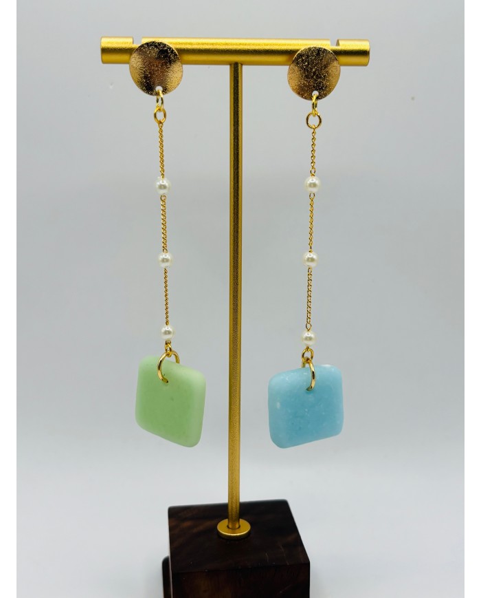 PENDIENTES ARTESANOS DE CRISTAL MARINO