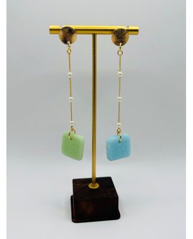 PENDIENTES ARTESANOS DE CRISTAL MARINO
