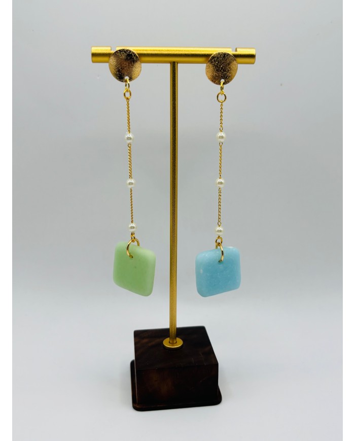 PENDIENTES ARTESANOS DE CRISTAL MARINO