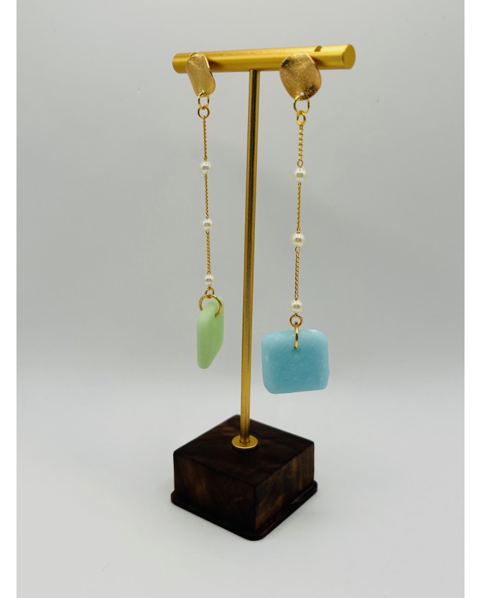 PENDIENTES ARTESANOS DE CRISTAL MARINO