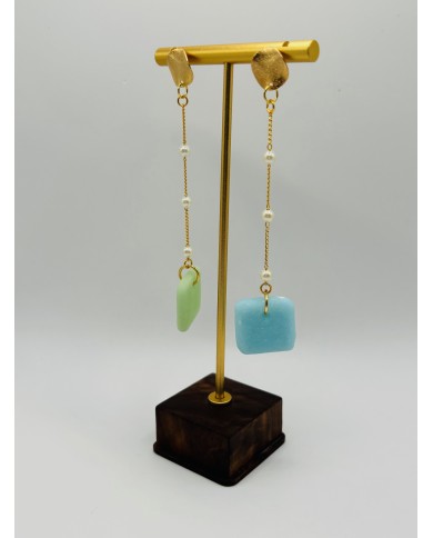 PENDIENTES ARTESANOS DE CRISTAL MARINO
