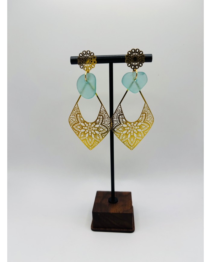 PENDIENTES ARTESANOS DE CRISTAL MARINO