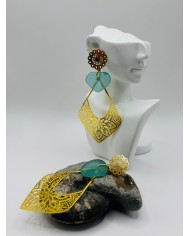 PENDIENTES ARTESANOS DE CRISTAL MARINO