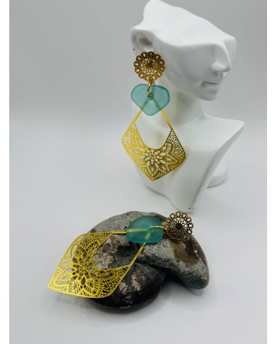 PENDIENTES ARTESANOS DE CRISTAL MARINO