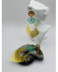 PENDIENTES ARTESANOS DE CRISTAL MARINO