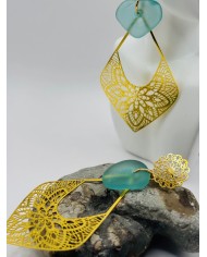 PENDIENTES ARTESANOS DE CRISTAL MARINO