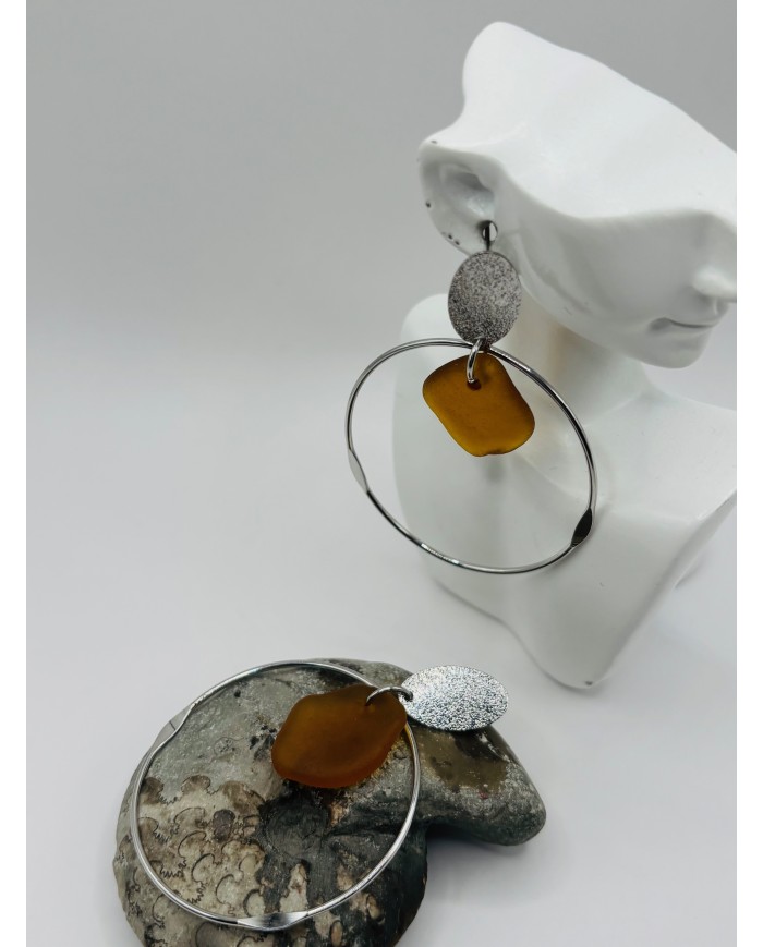 PENDIENTES ARTESANOS DE CRISTAL MARINO