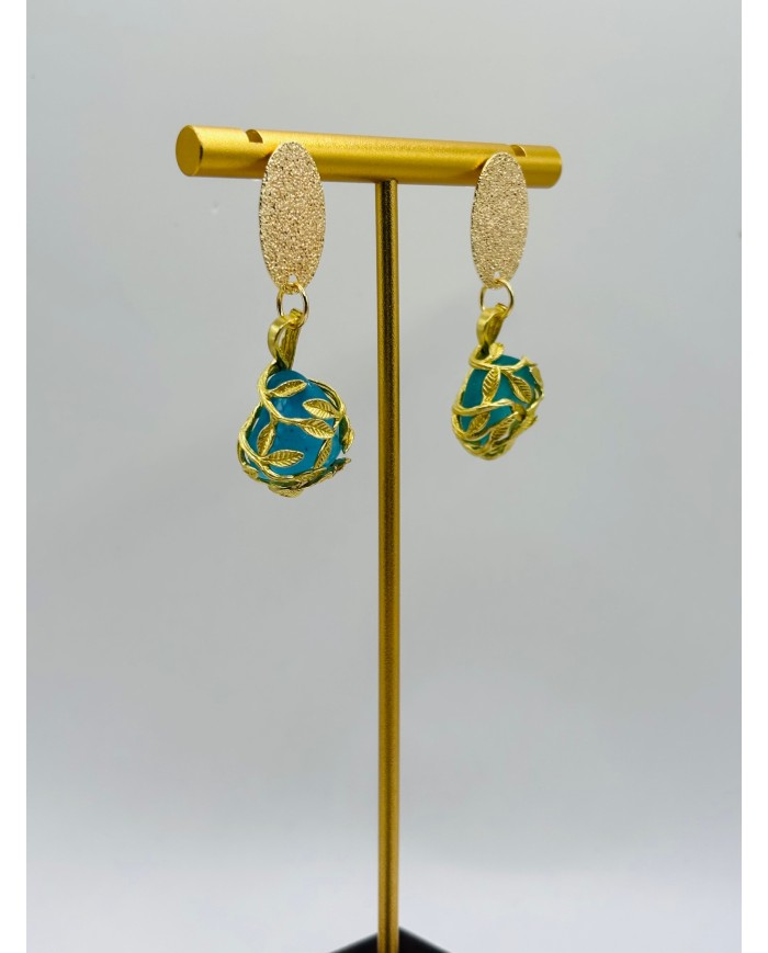 PENDIENTES ARTESANOS DE CRISTAL MARINO