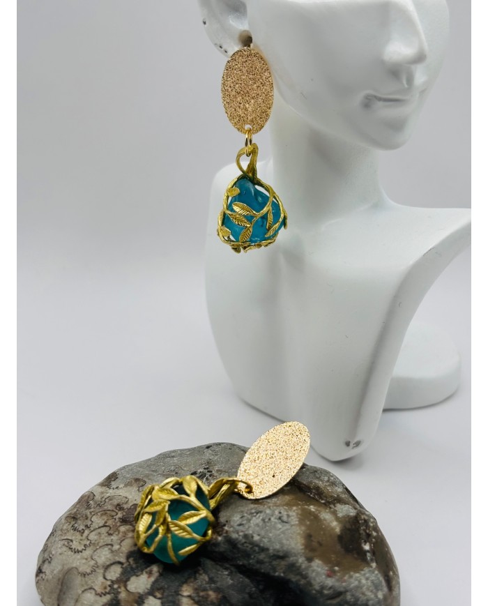 PENDIENTES ARTESANOS DE CRISTAL MARINO