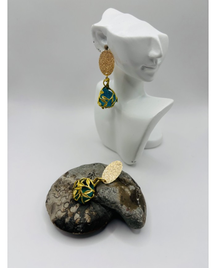 PENDIENTES ARTESANOS DE CRISTAL MARINO