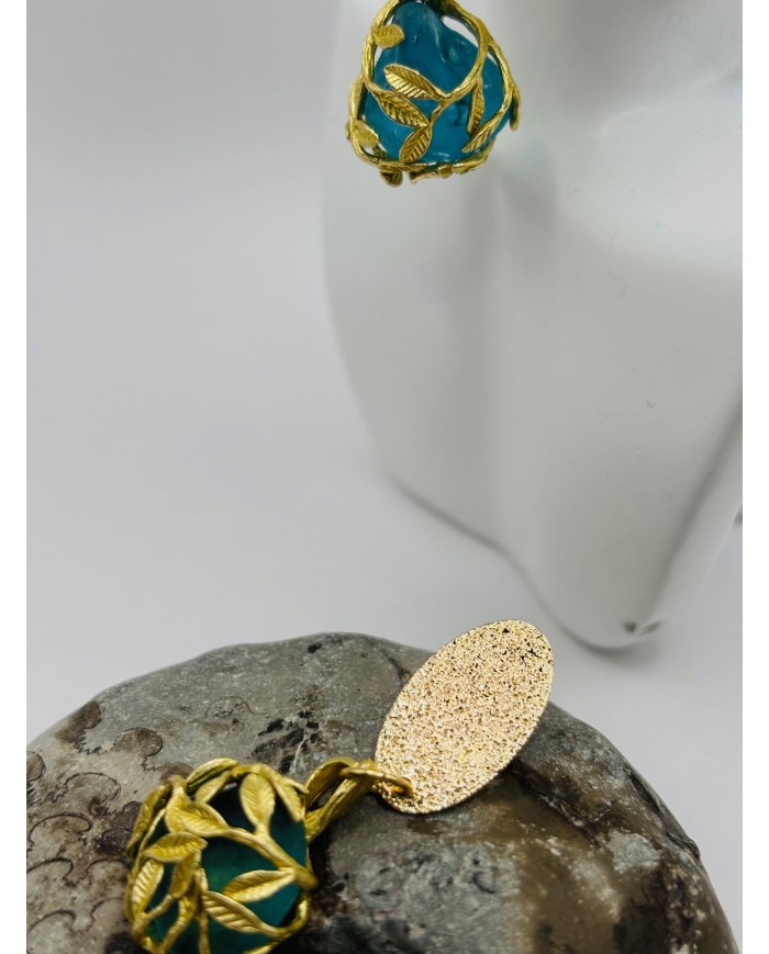 PENDIENTES ARTESANOS DE CRISTAL MARINO