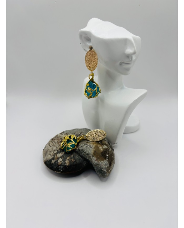 PENDIENTES ARTESANOS DE CRISTAL MARINO