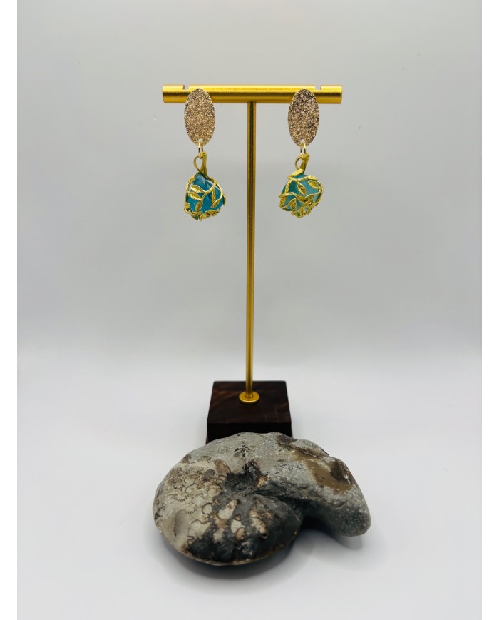 PENDIENTES ARTESANOS DE CRISTAL MARINO