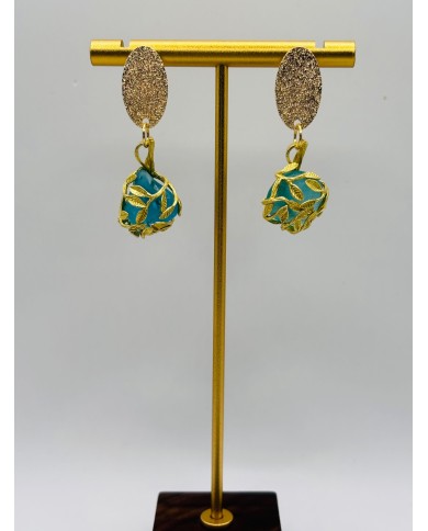PENDIENTES ARTESANOS DE CRISTAL MARINO