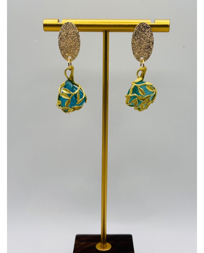 PENDIENTES ARTESANOS DE CRISTAL MARINO