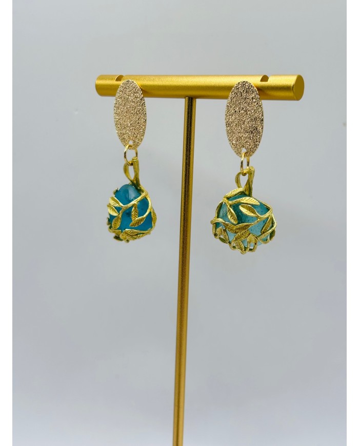 PENDIENTES ARTESANOS DE CRISTAL MARINO