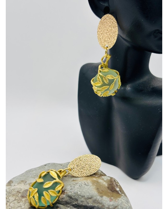 PENDIENTES ARTESANOS DE CRISTAL MARINO