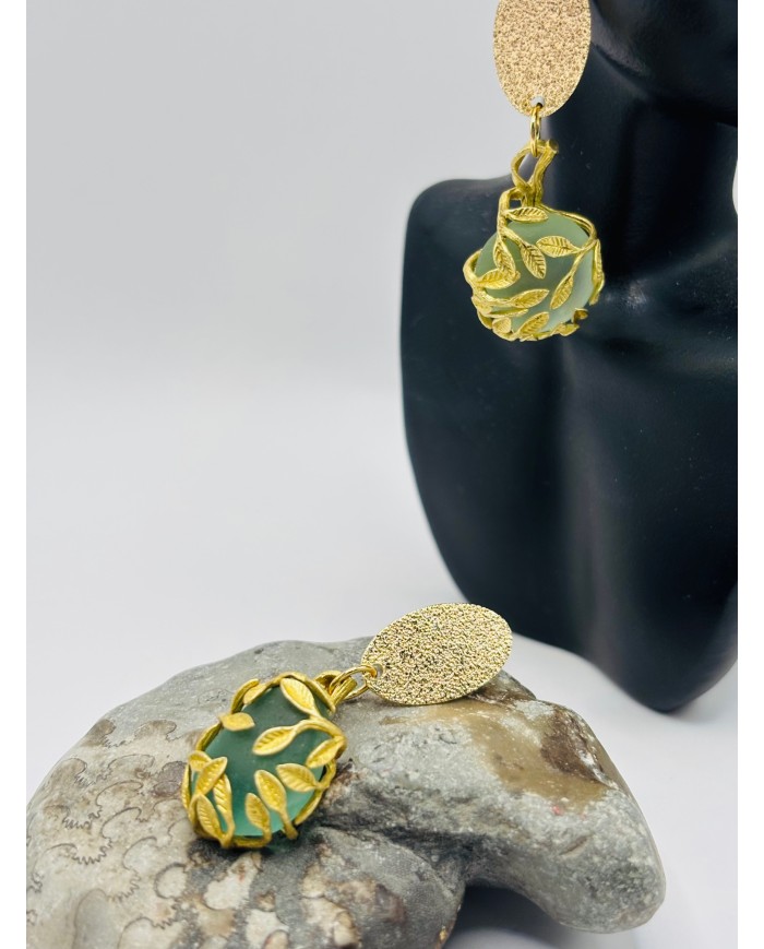 PENDIENTES ARTESANOS DE CRISTAL MARINO