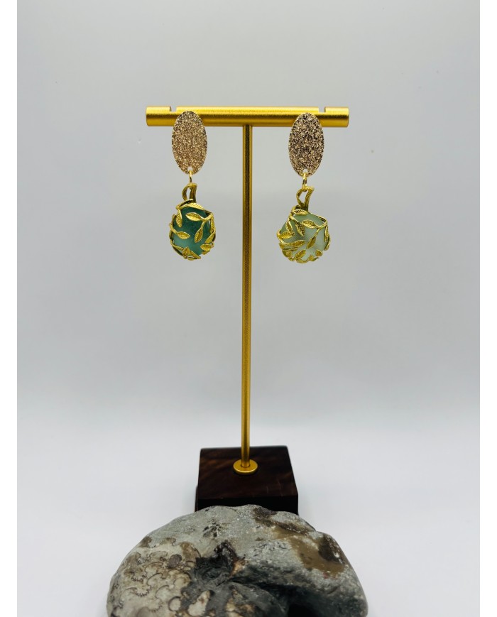 PENDIENTES ARTESANOS DE CRISTAL MARINO