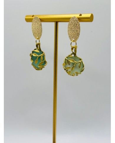 PENDIENTES ARTESANOS DE CRISTAL MARINO