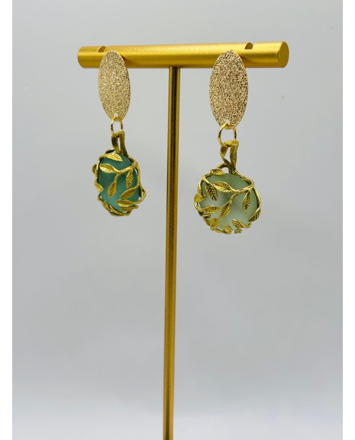 PENDIENTES ARTESANOS DE CRISTAL MARINO