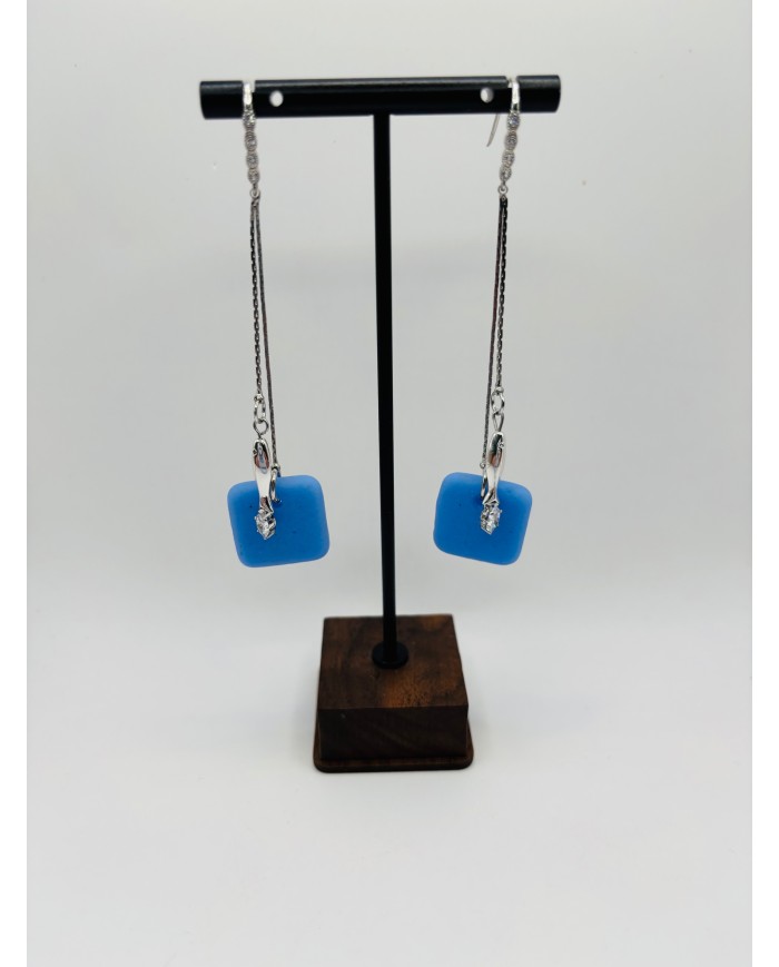 PENDIENTES ARTESANOS DE CRISTAL MARINO