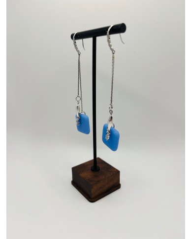 PENDIENTES ARTESANOS DE CRISTAL MARINO