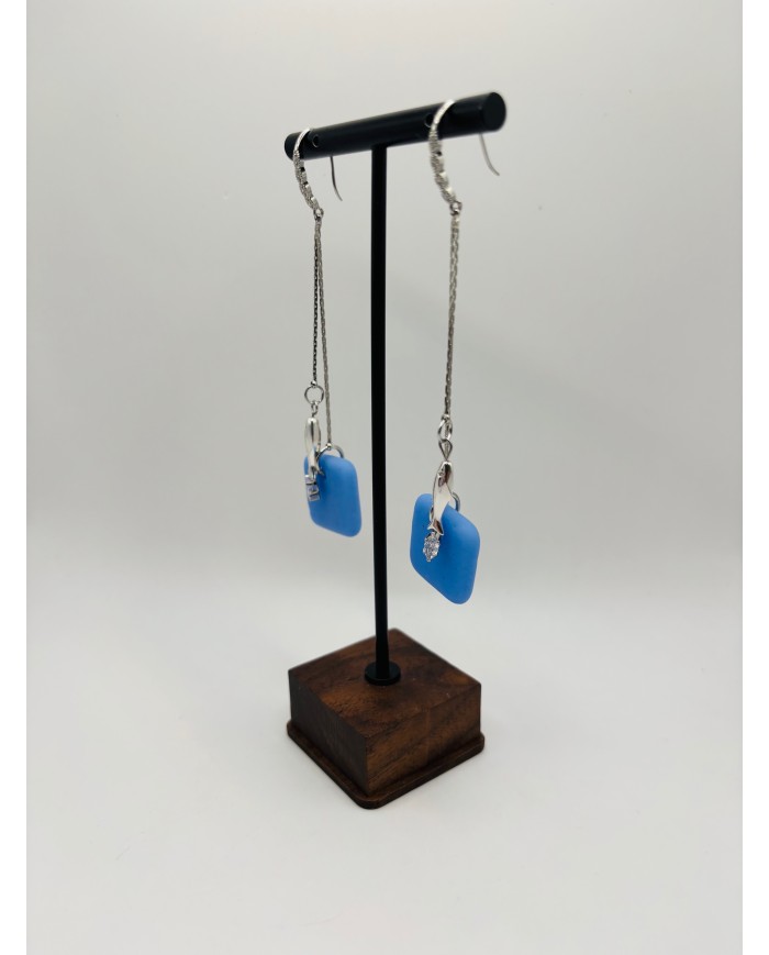 PENDIENTES ARTESANOS DE CRISTAL MARINO
