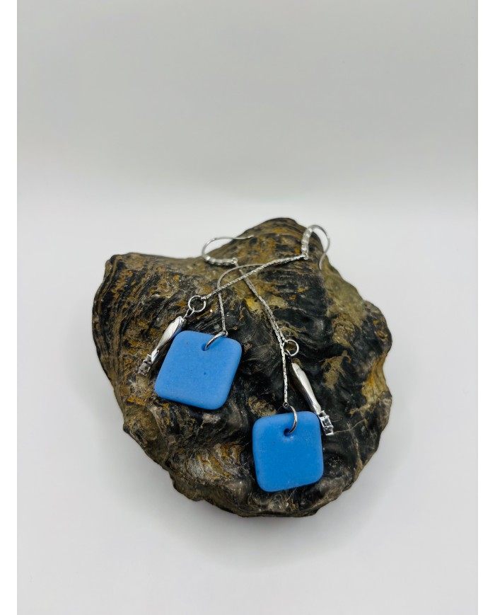 PENDIENTES ARTESANOS DE CRISTAL MARINO