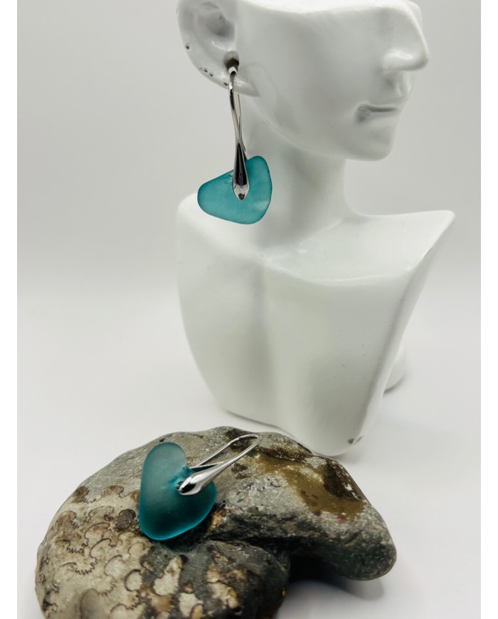 PENDIENTES ARTESANOS DE CRISTAL MARINO