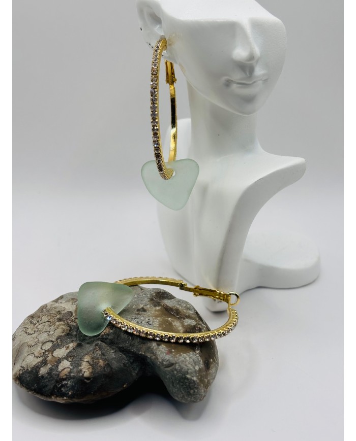PENDIENTES ARTESANOS DE CRISTAL MARINO