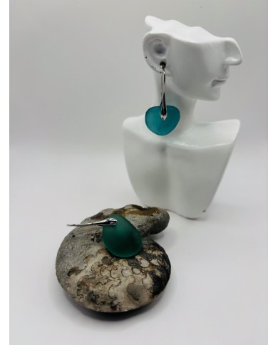 PENDIENTES ARTESANOS DE CRISTAL MARINO