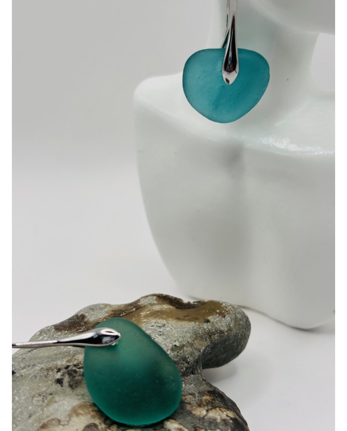 PENDIENTES ARTESANOS DE CRISTAL MARINO