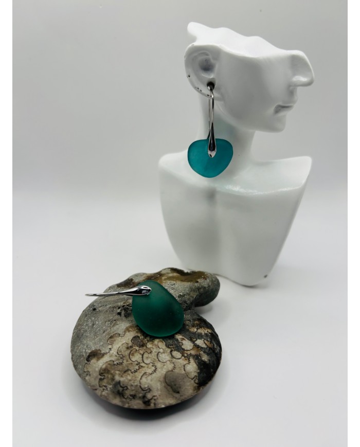 PENDIENTES ARTESANOS DE CRISTAL MARINO