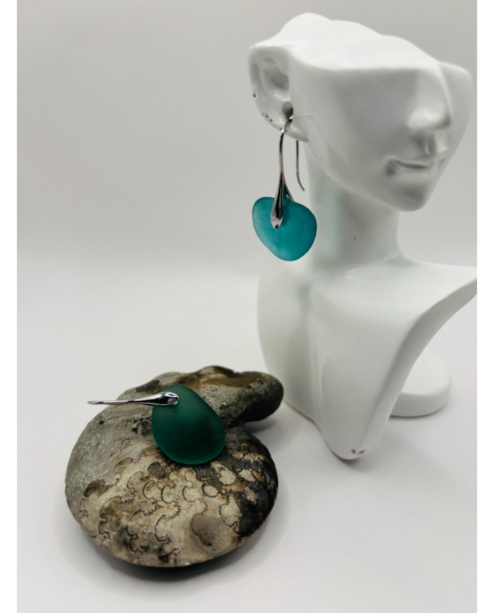 PENDIENTES ARTESANOS DE CRISTAL MARINO