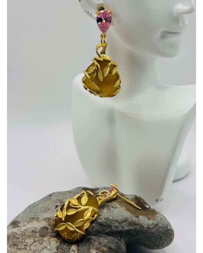 PENDIENTES ARTESANOS DE CRISTAL MARINO