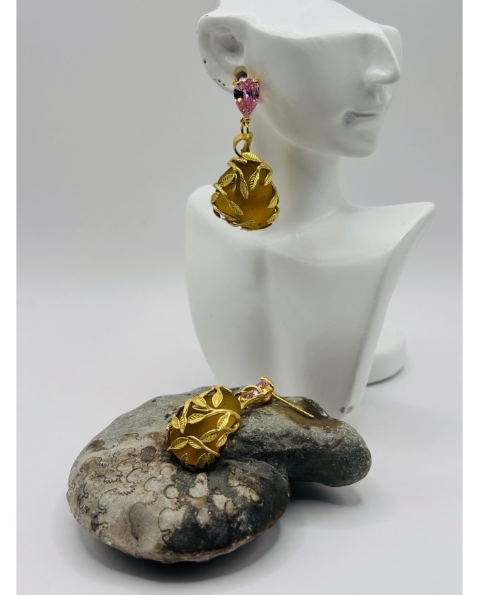 PENDIENTES ARTESANOS DE CRISTAL MARINO