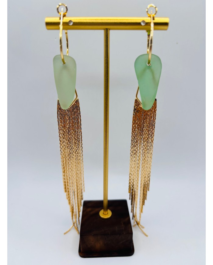 PENDIENTES ARTESANOS DE CRISTAL MARINO